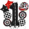 8Pcs Motor Helmet Balloon Wheel Tire Racing Balloons Birthday Decor Boys Race Car Dirt Bike Motorcross Hot Wheel Party Supplies
