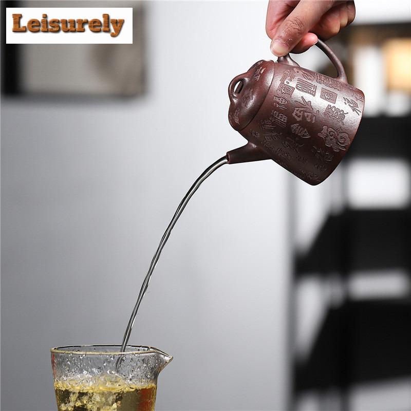 210ml Luxury Yixing Purple Clay Teapots Handmade Qin Quan Pot Raw Ore Iron Red Dragon's Blood Sand Mud Kettle Zisha Tea Set Gift