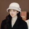 New Woolen Top Hat Bucket Hat Women's Retro Bow Fisherman Hat Autumn and Winter Elegant Basin Hat