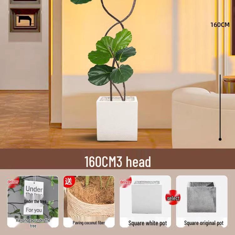 Large Potted Fiddle-Leaf Fig: Luxury Faux Green Plant for Living Room Decor