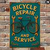 Rustic Green Bicycle Repair Metal Sign with Orange  White Accents  Perfect Decor for Home Garage Bar and Cafe