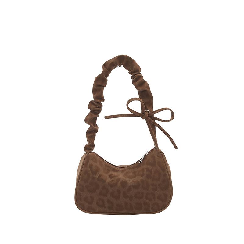 

Leopard print bag women s large-capacity seasonal new autumn and winter matte retro shoulder messenger bag commuter dumpling bag коричневый