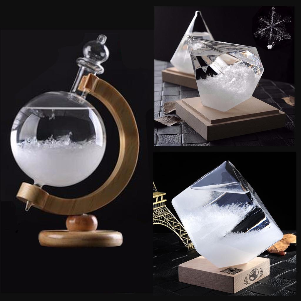 Weather Forecast Crystal Storm Glass Cube Shape Forecaster Bottle Barometer Decor Gift