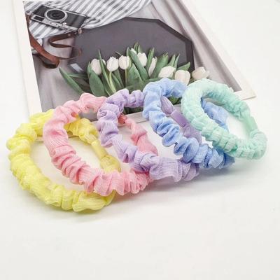 Candy Color Wrinkle Hair Band Korean High Elastic Silk Headband Ponytail Small Intestine Loop Cream Rubber Band