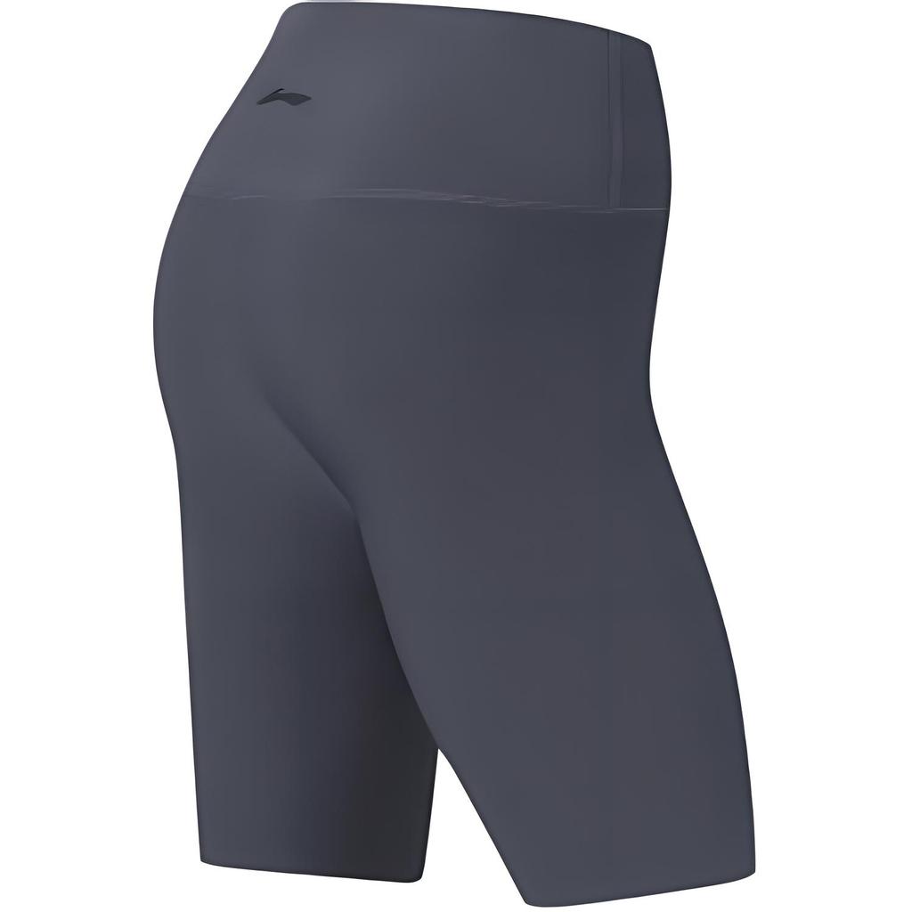 Li Ning Fitness Series Solid Color Mid Waist Comfortable Breathable Versatile Tight Sports Shorts Women Shorts Cold-Sand-Black AUSU044-2
