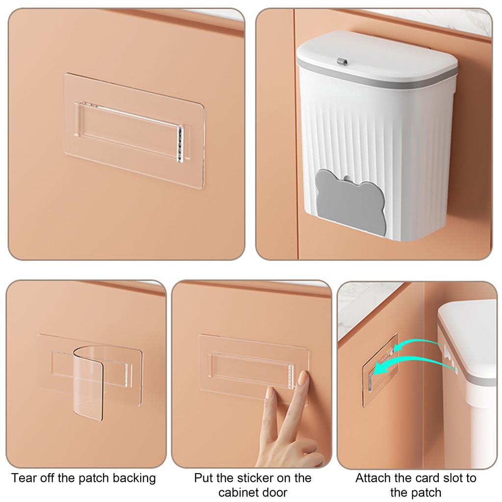 Kitchen Compost Bin Cabinet Door Mounted Trash Can with Lid Under Sink Garbage Storage Solution Plastic Waste Container
