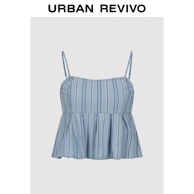 UR2026 Women s Casual Striped Denim Cami Shirt XS