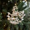 Elk Snowflake Pendant White Gold Christmas Hanging Ornament  Home Decoration