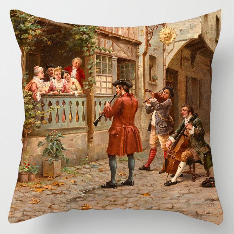 European Court Figures Throw Pillow Cover With Short Plush Print For Living Room Sofa Decoration Cushion Cover Pillow Covers