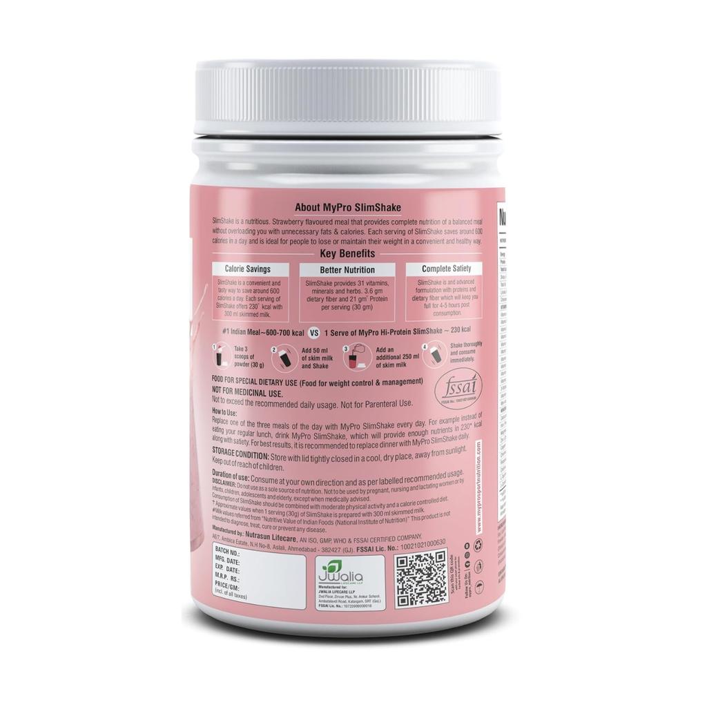 Протеиновый коктейль Клубника (500 г), Slim Shake Protein Powder (Strawberry Milk Shake),  Mypro Sport Nutrition