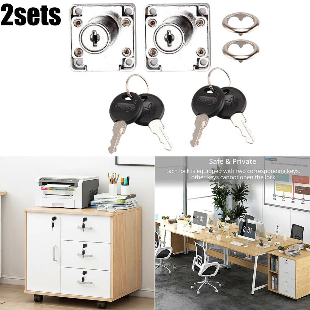 2Pcs Cabinet Lock Sets 40*40mm Cam Drawer Lock Door Furniture Cabinet Letter Mailbox Cupboard Lock 2Locks 4Keys