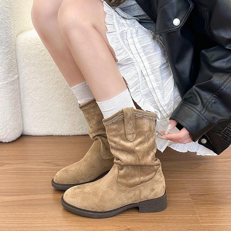 Maillard Short Boots Women'S New Versatile Retro Martin Boots Frosted Leather Western Cowboy Boots Stack Boots Women'S