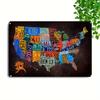 Vintage Route 66 Metal Wall Art Sign - Retro US States License Plates Design, Durable Iron, Wall-Mounted Garage Bar Home Decor