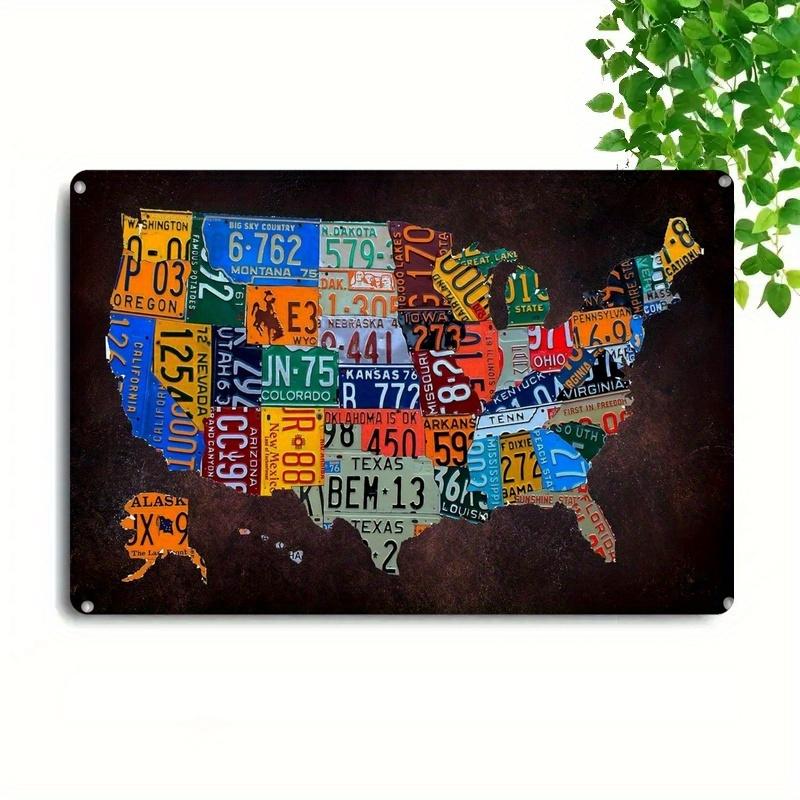 Vintage Route 66 Metall Wandkunst Schild - Retro US-Staaten Kennzeichen Design, Langlebiges Eisen, Wandmontiert Garage Bar Heimdekoration