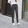 Plus Size Polka Dot Floral Print Slimming Pants: 2025 Summer Elastic Long Pants