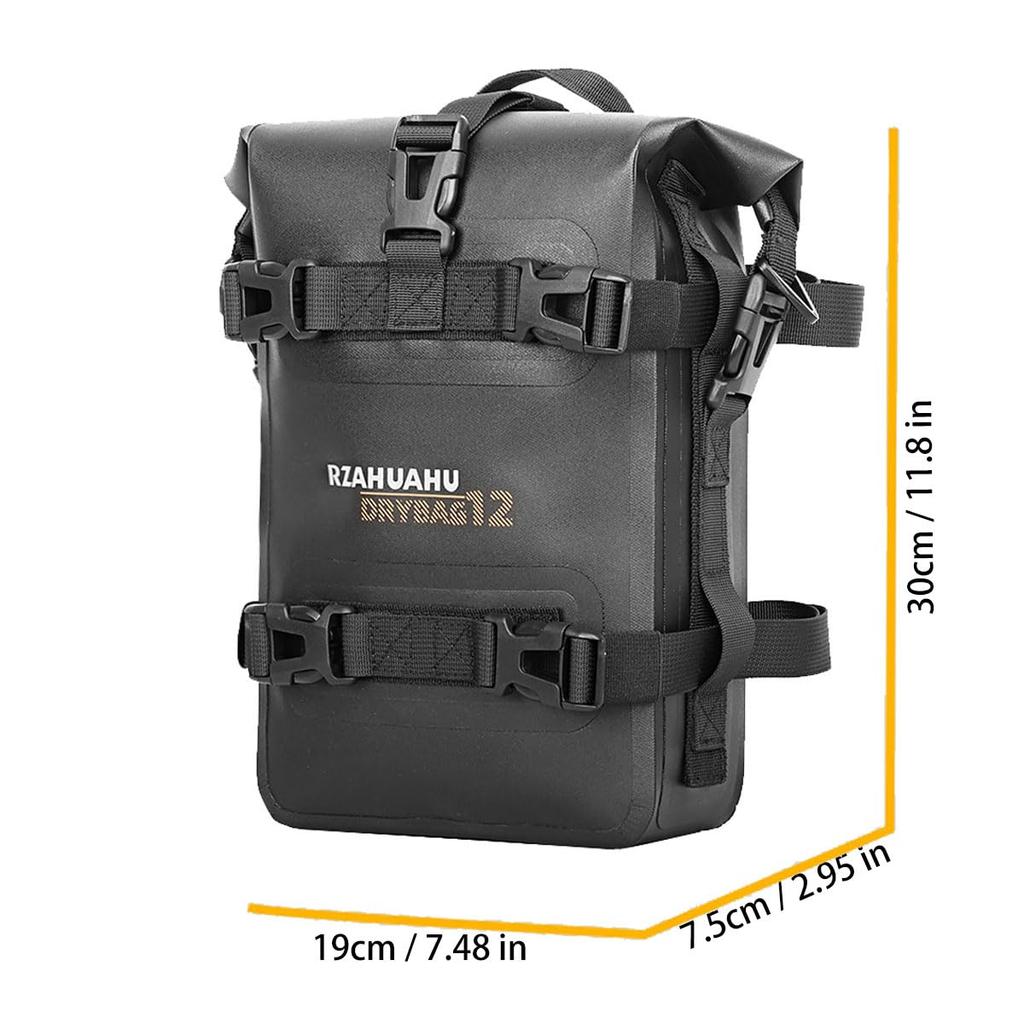 Set of 2 Motorcycle Frame Crash Bar 4L Waterproof Motorbike Saddle Pannier Bumper Repair Tool Placement Bags with Multiple Mounting for and School