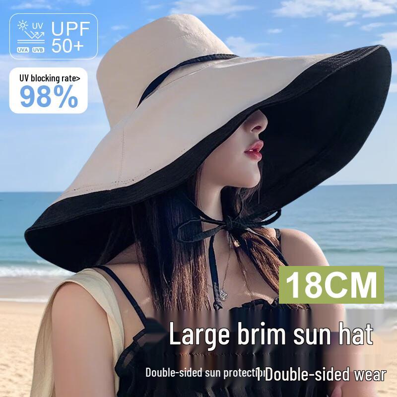 Женская двусторонняя шляпа-панама с широкими полями и защитой от УФ-излучения