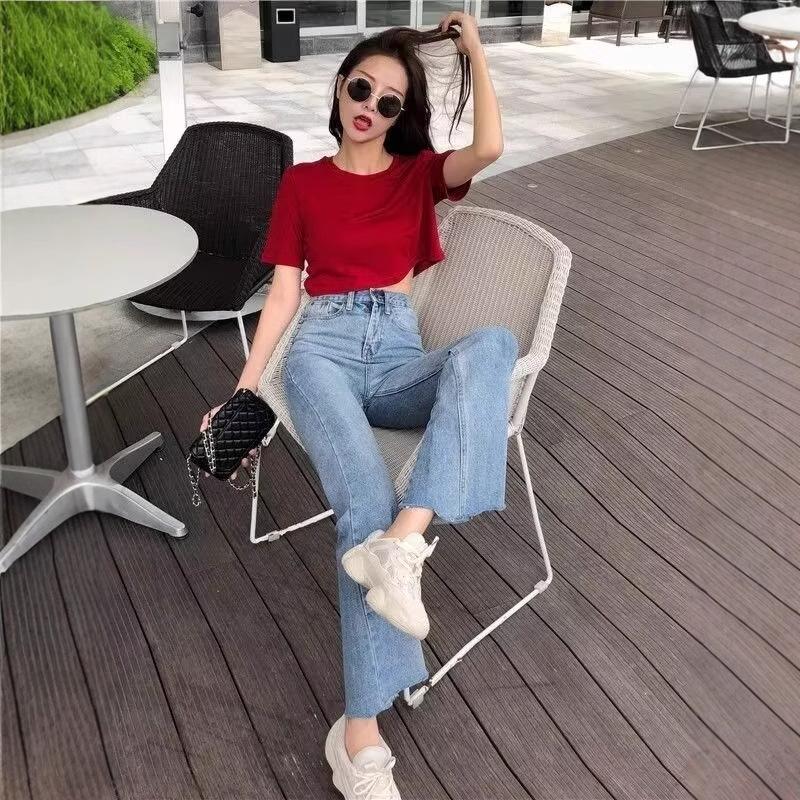 2024 Trendy Harajuku High-Waist Slimming Retro Flare Jeans