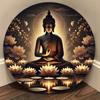 20x20cm Round Lotus Buddha Glow Metal Sign Wall Art Home Decor Indoor Outdoor
