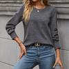 Women's Fashion Casual Versatile Loose Pullover Solid Color Long Sleeve Knitted Sweatshirt