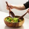 2026 Nuovo Set da 2 Pezzi Posate Cucchiaio Forchetta in Legno Stile Giapponese Manico Lungo Mestolo da Servizio per Insalata Set di Stoviglie Utensile da Cucina