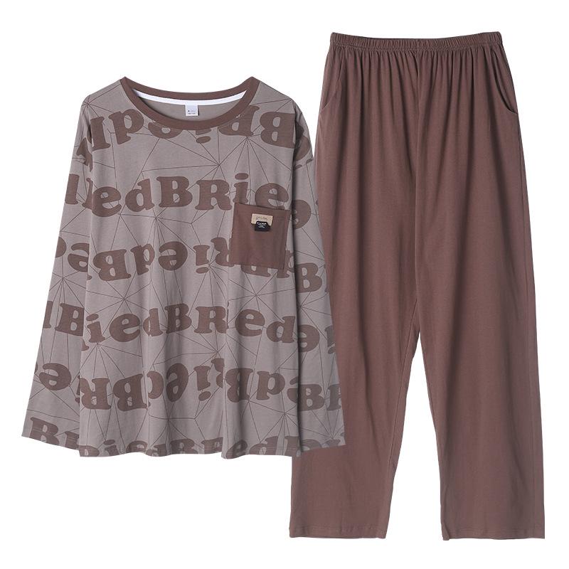 

Мужская пижама из хлопка с длинным рукавом на весну и осень для всех возрастов 5XL (240-280 jin)