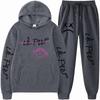 Mens Streetwear Hooded Sweatshirt Pants Set Casual Outfit Trendy Urban Style