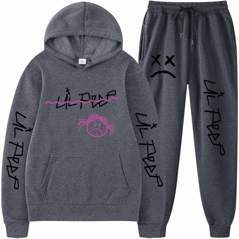 Mens Streetwear Hooded Sweatshirt Pants Set Casual Outfit Trendy Urban Style