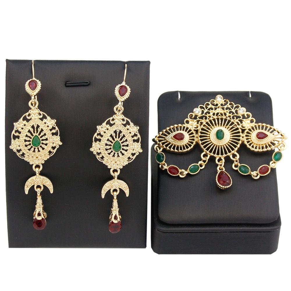 Zlatá barva Barevné křišťálové šperky Dámská brož Sady náušnic Pokovování Sady svatebních šperků