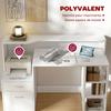Computer desk, desk with storage, 2 drawers, open shelves and printer shelf, 137x55x92cm, white