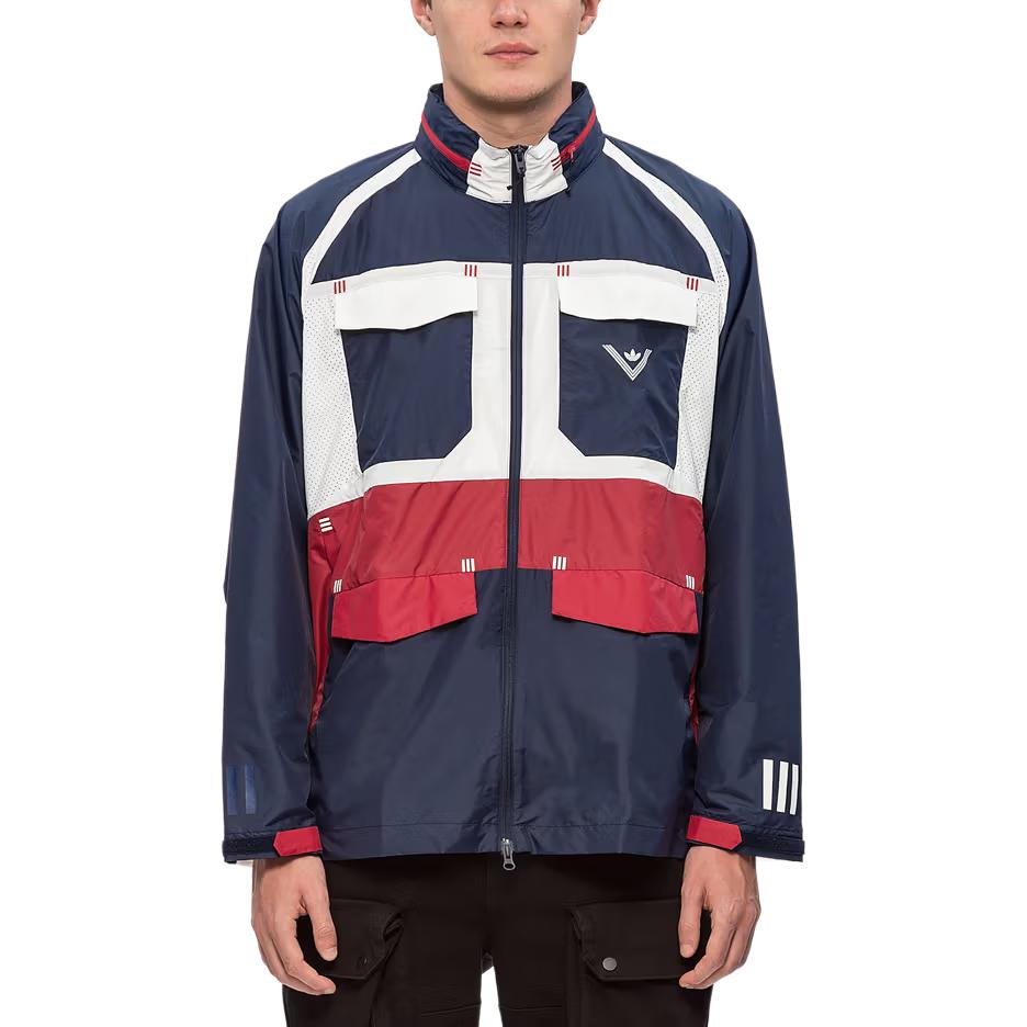 Adidas Originals Color Block Retro Sports Stand Collar Jacket Men Jacket Blue BQ0936