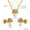 Fashion Bridal Gold Stainless Steel Pendant Necklace Earrings Jewelry Set for Women Plated18k Gold Necklace and Studs Earrings