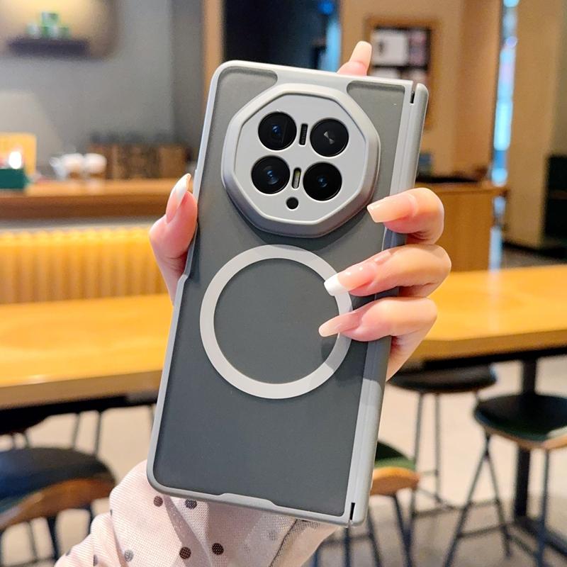 For Honor Magic V6 Magnetic Case Acrylic Matte Transparent Phone Cover Equipped With Central Hinge Protection Shell