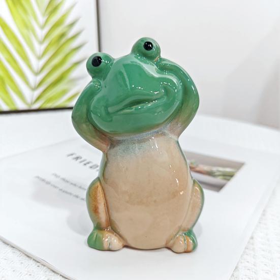 Yousheng 1/2Pcs Cartoon Green Ceramic Frog Toilet Bolt Covers Easy Installation Animal Theme Decor Bathroom Ornament