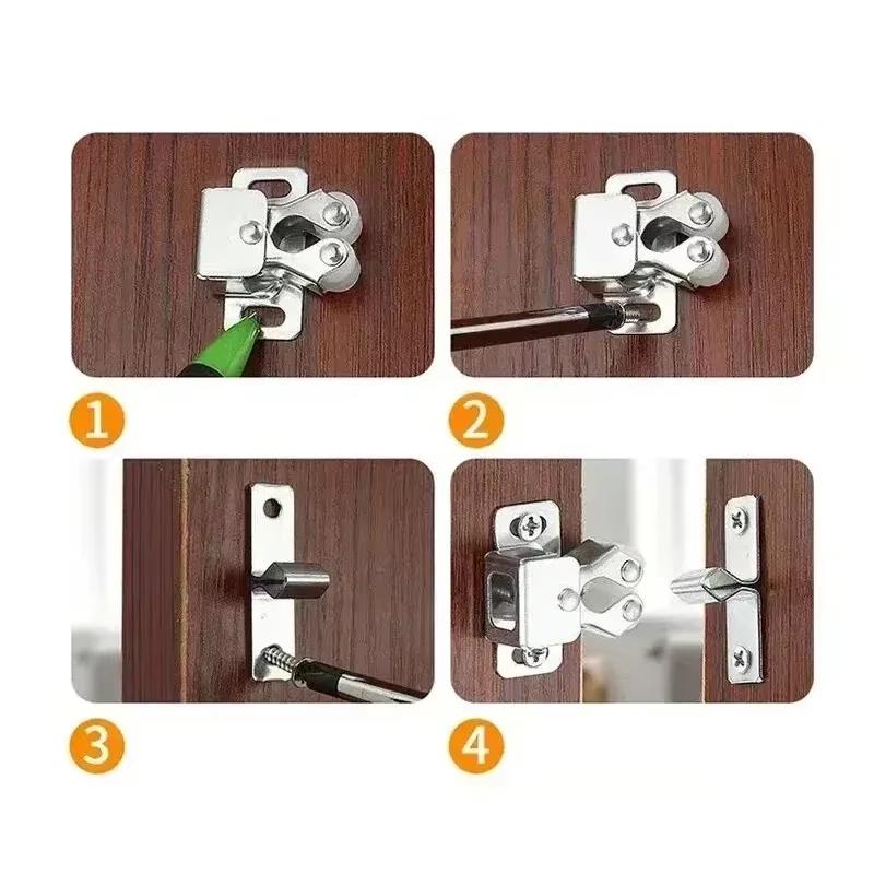2Pc Press The Home Wardrobe Door Buckle Touch The Bead Magnetic Dual Wheel Spring Fixed Lock Buckle Low Foot Cabinet Door Buckle