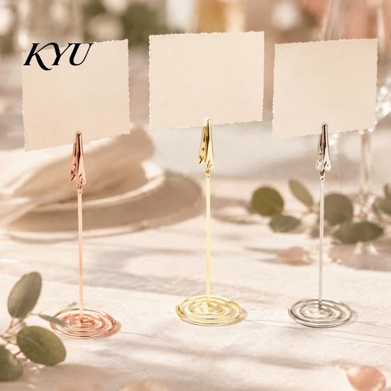 Metal Wire Name Card Stand Place Holder with Spiral Base, Table Numbers Display Wedding Number Holders Rack, Desktop Memo Photo Clip for Weddings And