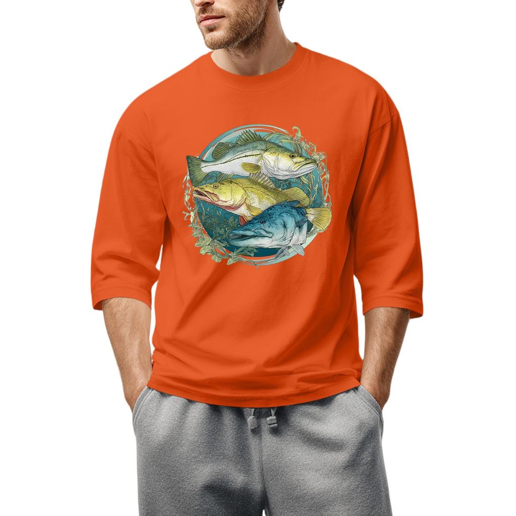 Men'S Round Neck Three-Quarters Sleeve Top Casual Fashion T-Shirt