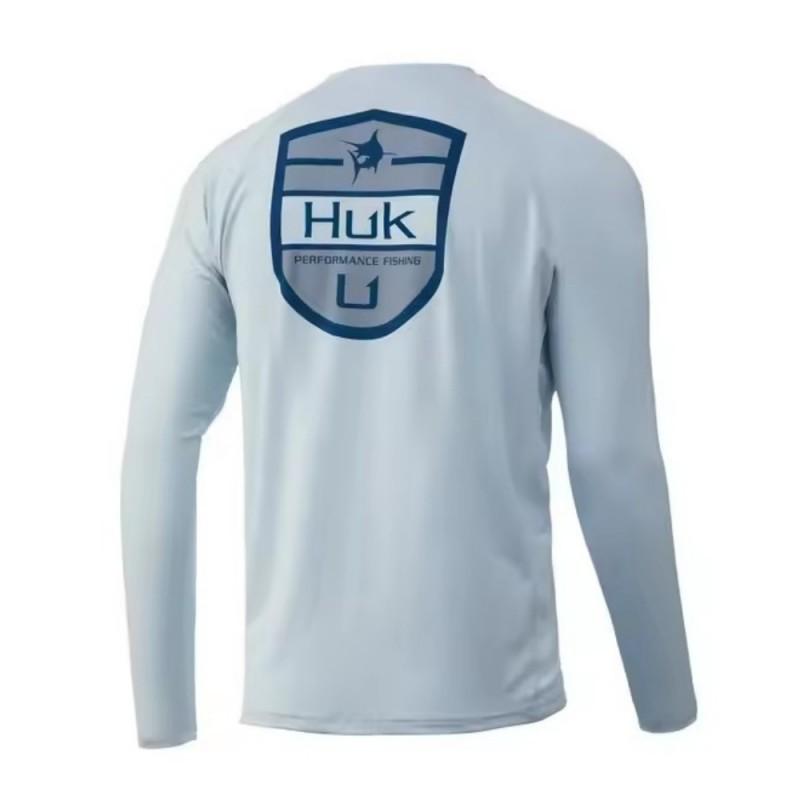 

HUK Long-sleeved Round-neck Fishing Suit Sunscreen Ice Silk Feeling Luya Breathable Casual Sports 4XL