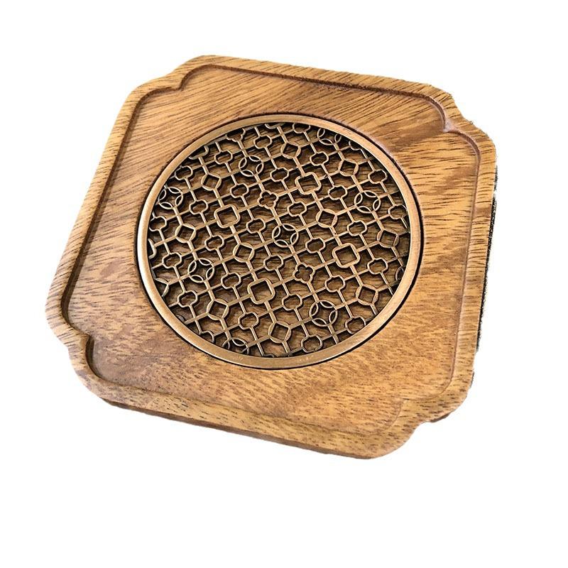 Taca do herbaty i podkładka z drewna orzechowego z pojemnikiem na wodę