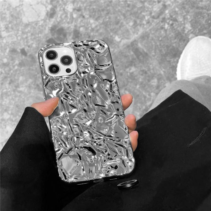 Foil Texture Phone Case IPhone 14 Pro Max 13 Series Shockproof Silicone Back Cover With Electroplating Finish