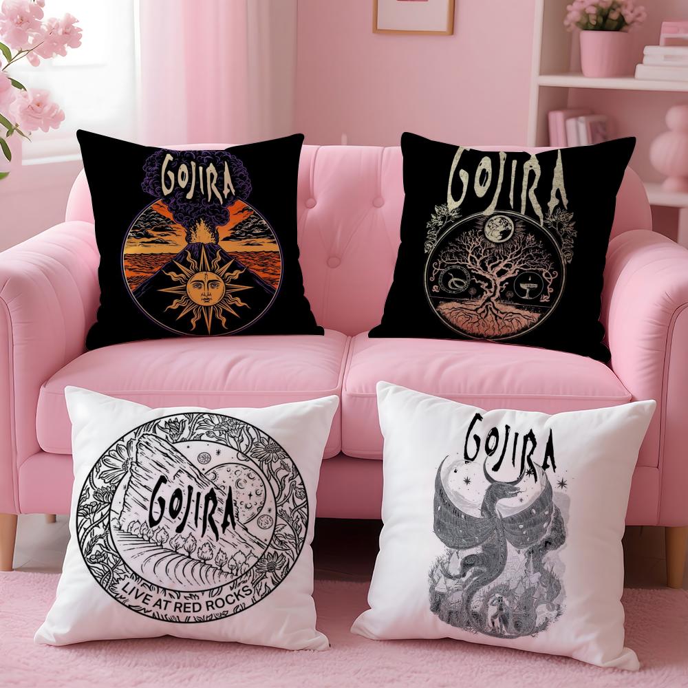 Rock Band G-Gojira Cushion Cover Plush Fabric Soft Double-Sided Printed Invisible Zipper Sofa Pillow Case Home Decor