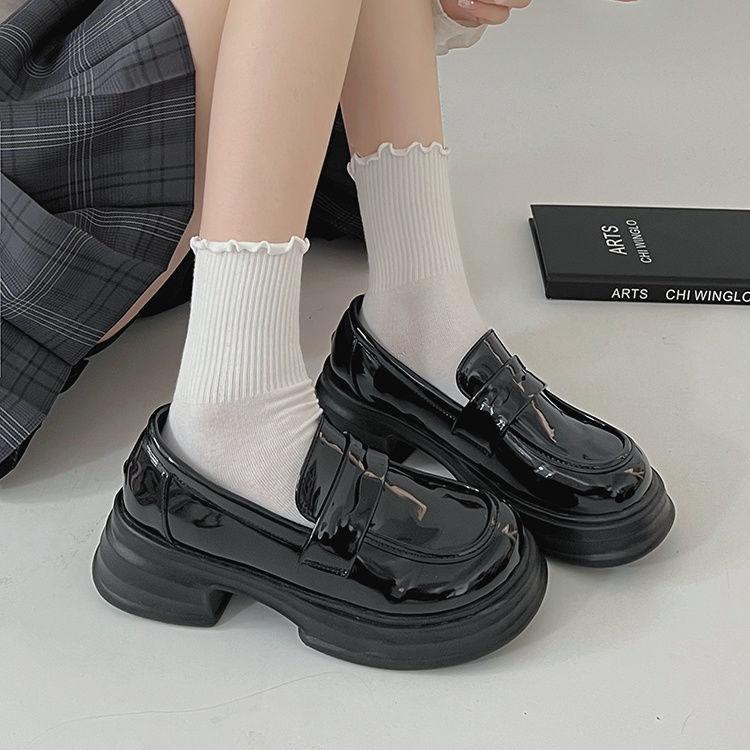 Black Retro British Style with Skirt Small Leather Shoes Women's Summer 2025 New Platform Retro Thick Heel Mary Jane Shoes