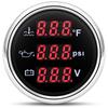 Red LED Digital Water Temperature+Oil Pressure+Voltmeter 3IN1 Multifunctional 52mm Gauge Alarm Waterproof Auto Car Boat