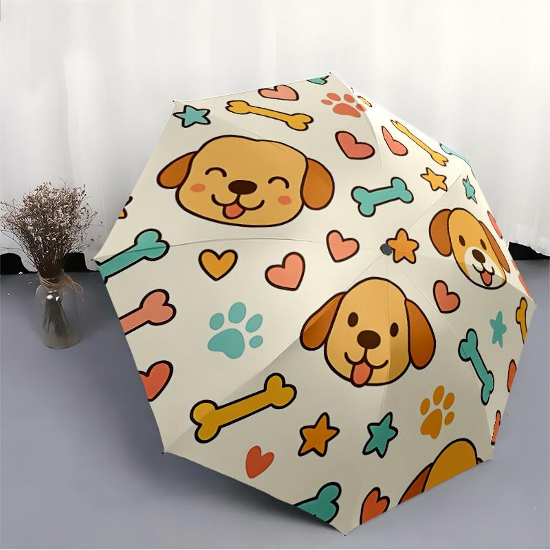 1pc Dogs, Bones Automatic Folding Umbrella - Portable Collapsible, 8-Rib Durable Frame, Perfect for Outdoor Use,  Yy251218113