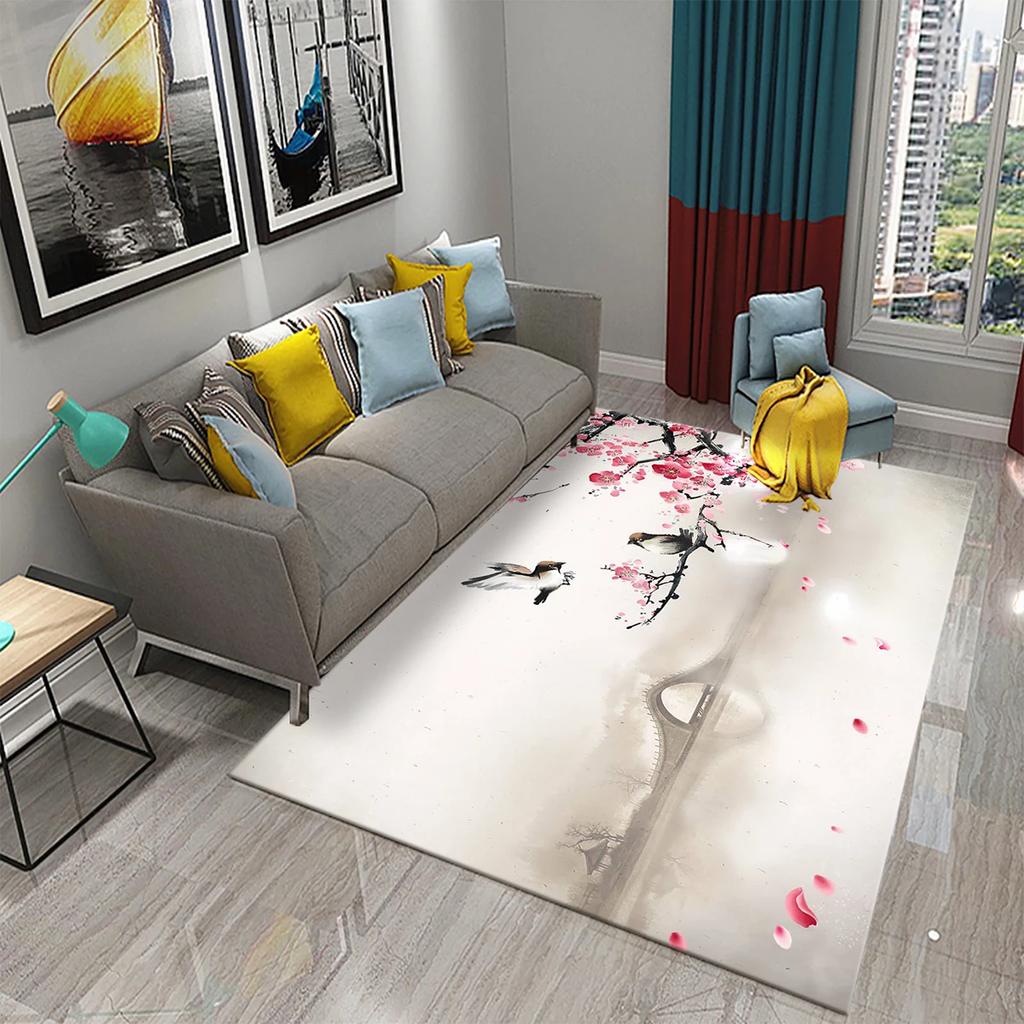 3D Pink Peach Blossom Carpet Living Room Coffee Table Area Mats Balcony Bedroom Decoration Rugs Kitchen Bathroom Anti-slip Rugs
