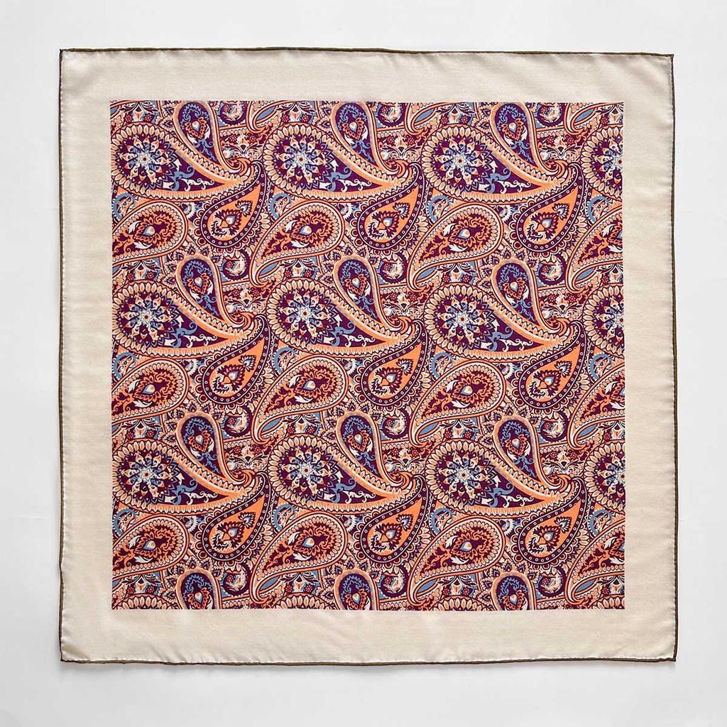 Silk Scarf Women's Retro Versatile Cashew Flower Silk Headband Spring and Summer Thin Scarf Double-sided Tied Bag Small Square Scarf