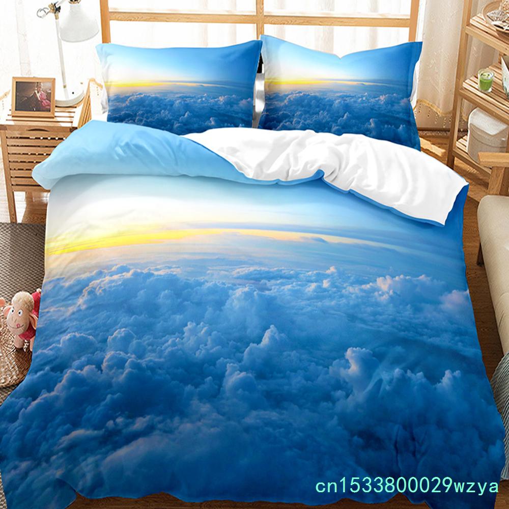 White Cloud Duvet Cover Set Comforter Cover Twin Full King Size For Kids Teens Adults Bedroom Decor Bedding Set With Pillowcase