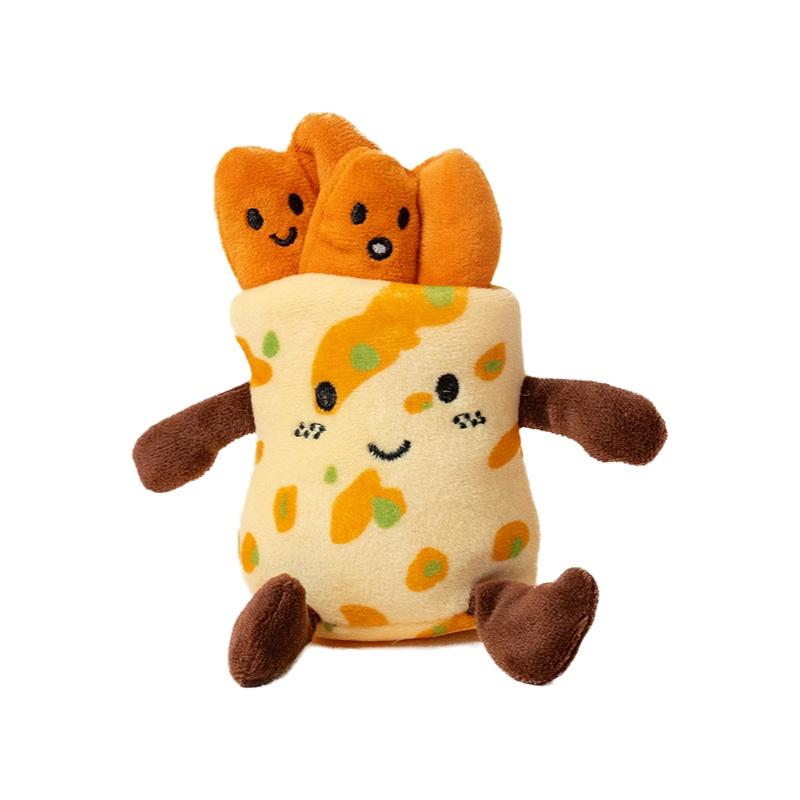 Cute Creative Plush Food Hanging Ornament Pancake Egg Noodles Burger Croissant Keychain Short Plush Toy Cartoon Style