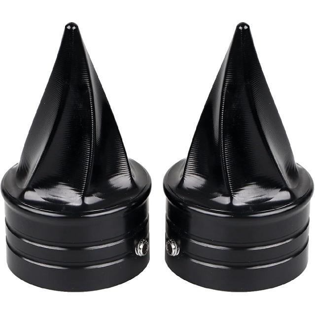 Black Spike Front Twisted Axle Nut Covers Axle Caps Compatible for Harley Touring Softail Dyna Street Glide Road King Road Glide
