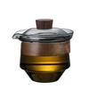 New High Boron Silicon Glass Gaiwan Cup Cover Wooden Heat Insulation Chinese Tea Bowl Tureen Travel Teaware Sets 200ML